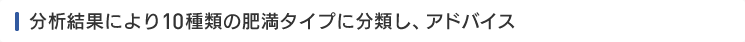 分析結果により10種類の肥満タイプに分類し、アドバイス