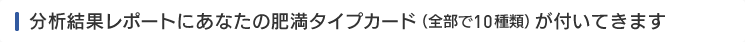 分析結果レポートにあなたの肥満タイプカード（全部で10種類）が付いてきます